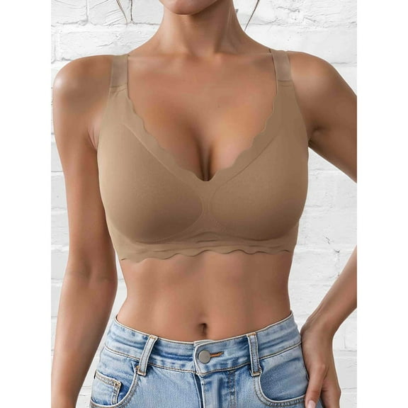 wcjm Beige Bras For Women No Underwire Wireless Bra Support Full Coverage Bralette Comfort Everyday Sports Bra