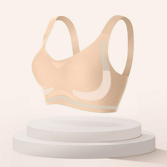 wcjm Beige Lady's Summer Thin Jelly Strip Underwear Women's Small Chest Gathered Without Ring Sports Yoga Vest Soft Support Bra