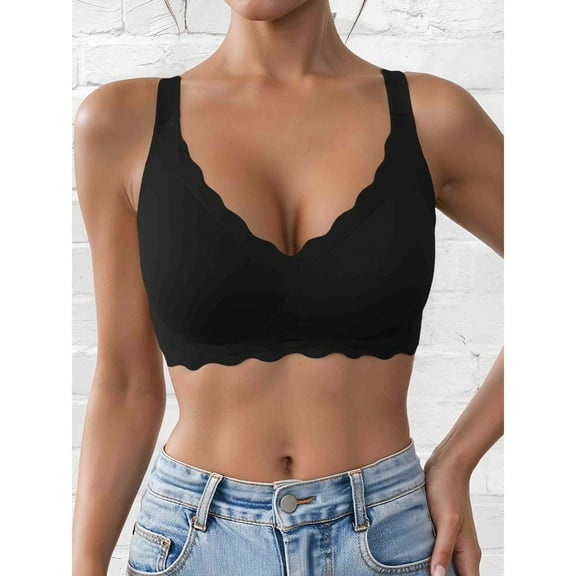 wcjm Black Bras For Women No Underwire Wireless Bra Support Full Coverage Bralette Comfort Everyday Sports Bra