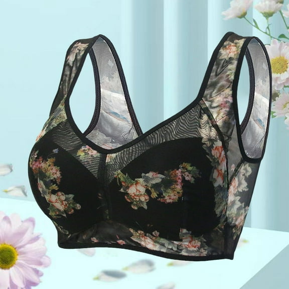 wcjm Black High Support Bras For Women Adjustable Strap Full Coverage Up Bras Comfortable No Underwire Wireless Bras