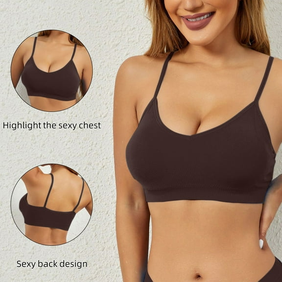 wcjm Brown Large Size Gathered Non Ring Women's Underwear Thin Of Threaded Sports Yoga Anti Bra Comfortable Bottoming Beauty Tank Tops