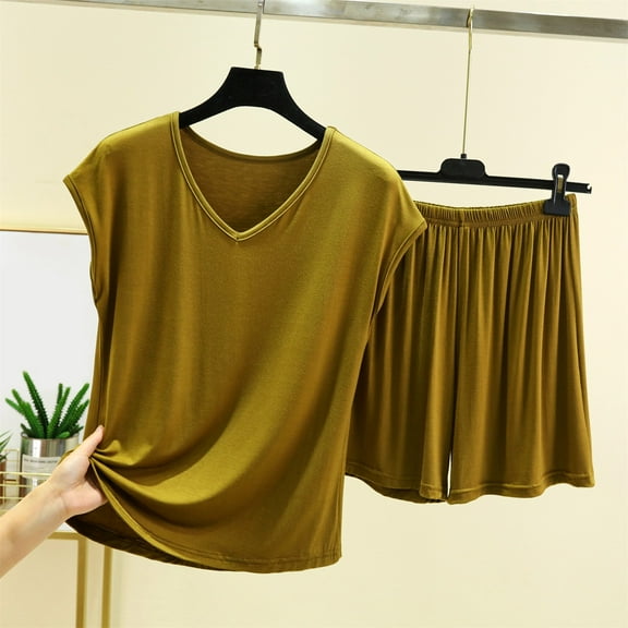 wcjm Gold Set Summer Loungewear Set Women's Jogging Suit Set Summer Two Leisure Sports Tank Top And Shorts Trouser Suit Short Sporty Leisure Suit Sweatsuit Outfits