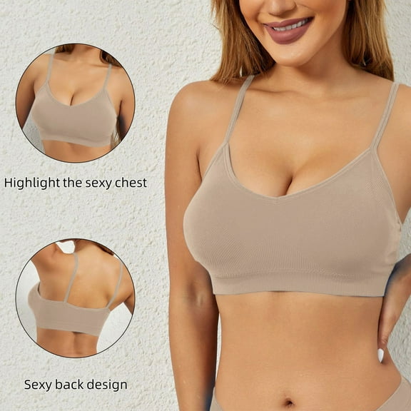 wcjm Khaki Large Size Gathered Non Ring Women's Underwear Thin Of Threaded Sports Yoga Anti Bra Comfortable Bottoming Beauty Tank Tops