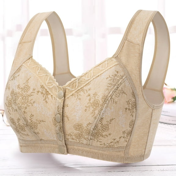 wcjm Khaki Women Lace Front Buckle Prints Underwear Without Rims Vest Lace Plus Size Bra Underwear
