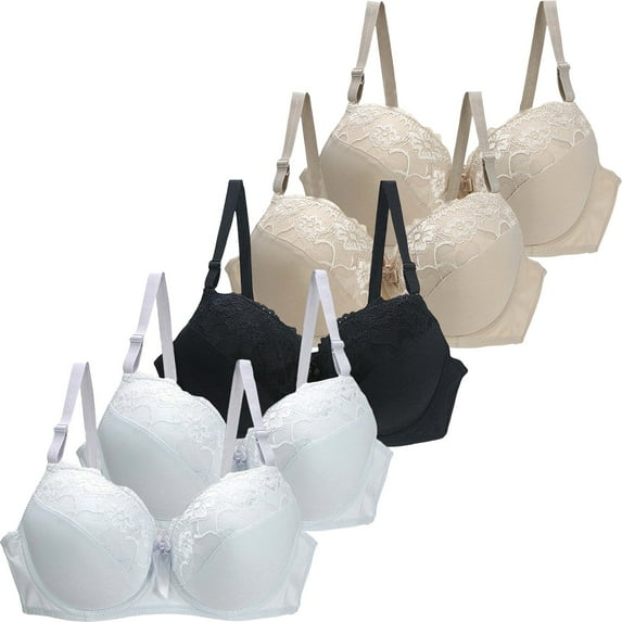 wcjm Khaki Women's Underwear 34/75 36/80 38/85 40/90 42/95 44/100 BCDE Cup Bra Lace Bra For Women Lingerie Plus Size(4PC)
