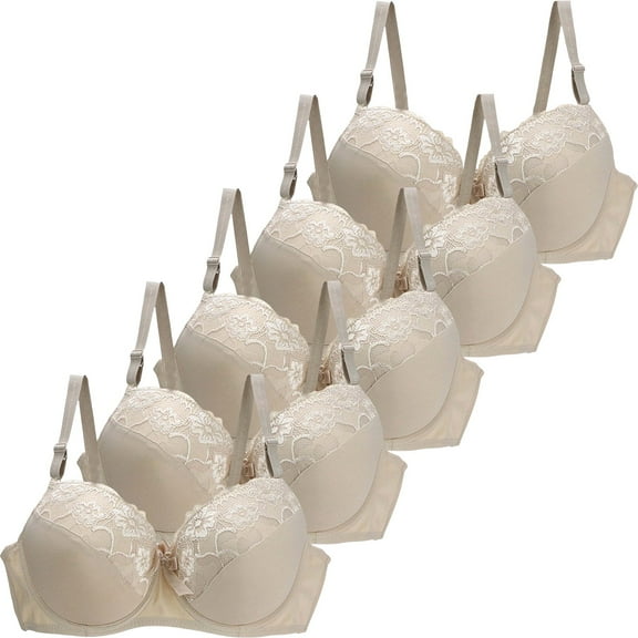 wcjm Light Blue Women's Underwear 34/75 36/80 38/85 40/90 42/95 44/100 BCDE Cup Bra Lace Bra For Women Lingerie Plus Size(4PC)