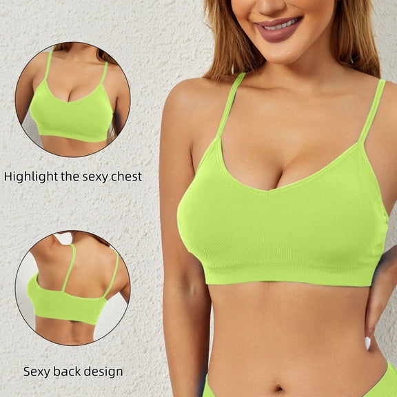 wcjm Mint Green Large Size Gathered Non Ring Women's Underwear Thin Of Threaded Sports Yoga Anti Bra Comfortable Bottoming Beauty Tank Tops