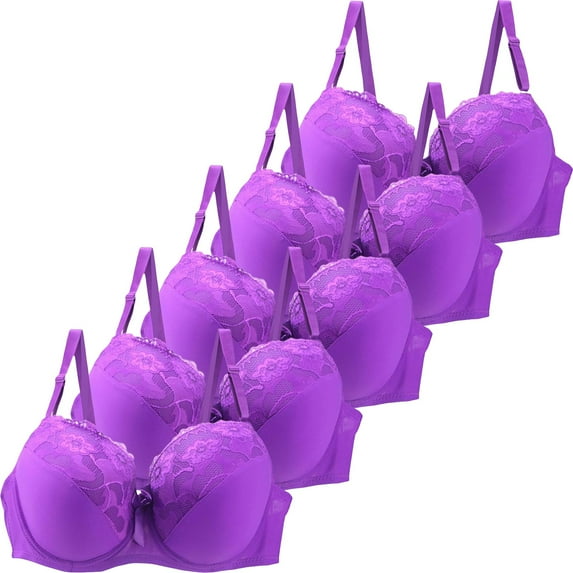 wcjm Navy Women's Underwear 34/75 36/80 38/85 40/90 42/95 44/100 BCDE Cup Bra Lace Bra For Women Lingerie Plus Size(4PC)