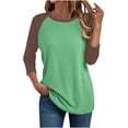 thumbnail image 1 of wdsxpo 3/4 Length Sleeve Shirts Women Casual Crewneck Slim Fit Shirts Color Block Dressy Tunic Business Work Clothes Plus Size, 1 of 4