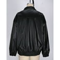 thumbnail image 1 of wdsxpo Bomber Jacket Women Faux Leather Jackets Full Zip Oversized Fall Motorcycle Coats Lapel Collar Zip Up Cropped Biker Coat, 1 of 3