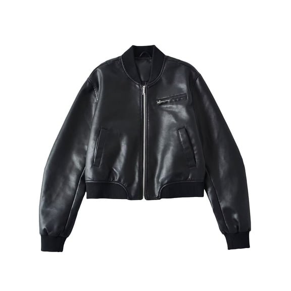 wdsxpo Bomber Jacket Women Leather Jackets Faux Suede Oversized Fall Motorcycle Coats Baseball Collar Zip Up Cropped Biker Coat