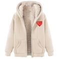 thumbnail image 1 of wdsxpo Fleece Jacket Women Casual Full Zip Up Hoodie Warm Sherpa Lined Sweatshirt Fall Winter Coat With Pockets Graphic Jackets, 1 of 7
