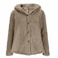 thumbnail image 1 of wdsxpo Fleece Jacket Women Trendy Winter Fleece Lined Hooded Coat Oversized Sherpa Fuzzy Warm Coats Button Down Long Sleeve Jackets, 1 of 8
