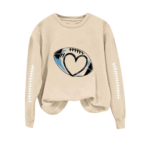 wdsxpo Football Game Day Sweatshirt for Women Trendy Rugby Graphic Crewneck Pullover Casual Long Sleeve Fall Fashion Sweatshirts