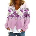 thumbnail image 1 of wdsxpo Jackets for Women Button Down Long Sleeve Jackets Fall Trendy Loose Floral Printed V Neck Casual Cardigans Outerwear Coat, 1 of 5