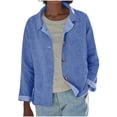 thumbnail image 1 of wdsxpo Jackets for Women Casual Button Down Jackets Oversized Long Sleeve Coat Vintage Lapel Collar Open Front Jacket Outerwear, 1 of 7