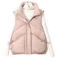 thumbnail image 1 of wdsxpo Jackets for Women Puffer Vest Sleeveless Quilted Jackets Full Zipper Stand Collar Fall Winter Warm Solid Coat with Pockets, 1 of 4