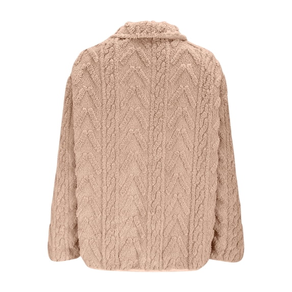 wdsxpo Jackets for Women Trendy Fleece Warm Zip Up Textured Coat Casual Stand Color Lightweight Long Sleeve Fall Winter Jackets