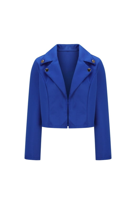 Jackets for Women Trendy Navy Blue Blazer Petite Long Sleeve Cropped Jackets Coats Work Suit Fall Fahion Outifts Office