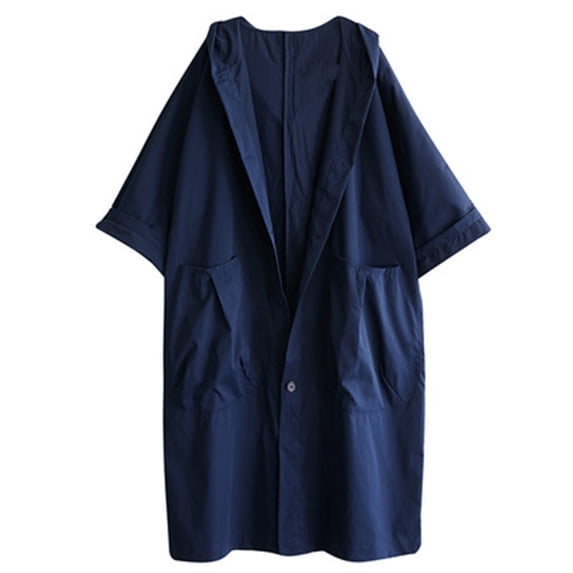 wdsxpo Jackets for Women Trendy Waterproof Hooded Trench Coat Long Single Breasted Windbreaker Classic Solid Outdoor Overcoats