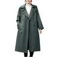thumbnail image 1 of wdsxpo Jackets for Women Trendy Waterproof Trench Coat Long Double Breasted Windbreaker Classic Solid Outdoor Lapel Overcoats, 1 of 9