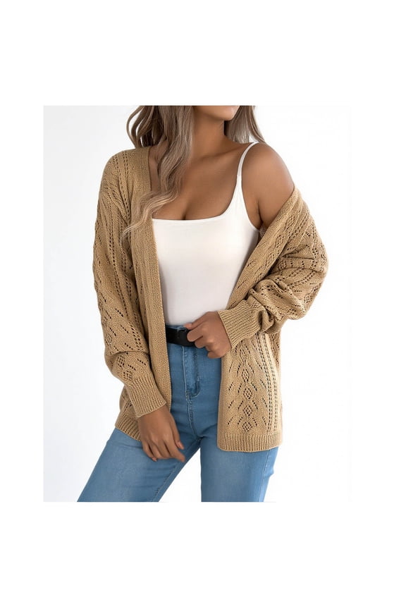 Jackets for Women Trenty Open Front Jacquard Knit Drape Crochet Cardigan Boho Jackets Fashion Fall Winter Sweater Jacket
