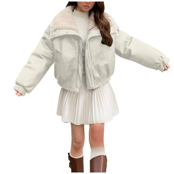 wdsxpo Leather Jacket Women Sherpa Jacket for Women Winter Warm Fleece Lined Lapel Coat PU Leather Jacket Plus Size Casual Outwear