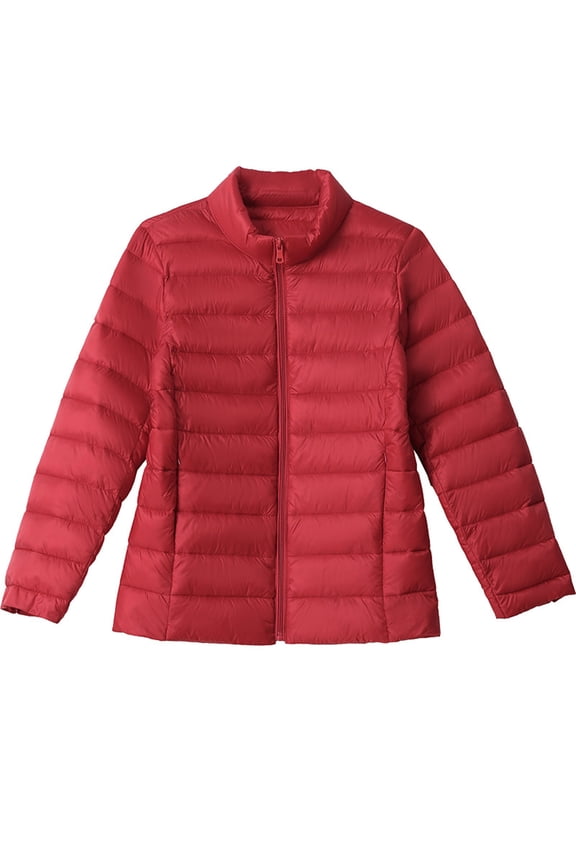 Puff Jackets for Women Lightweight Long Sleeve Zip Up Down Coat Fall Winter Quilted Jacket Outwear with Zipper Pockets