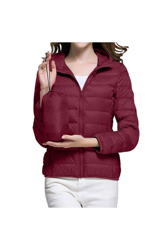 Quilted Jackets for Women Cropped Down Jacket Packable Puffer Jacket With Hooded Fashion Winter Lightweight Outerwear Coat