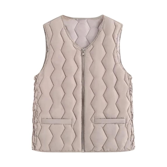 wdsxpo Quilted Puffer Vest Women lightweight Fall Spring Jacket Zip Up Padded Gilet Jackets Warm Sleeveless Outerwear Jackets