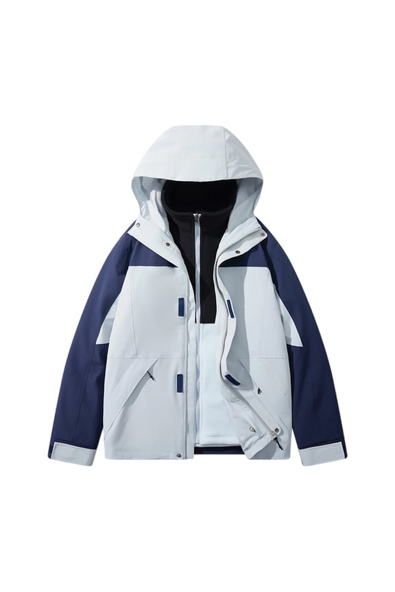 Rain Jacket Women 3 in 1 Waterproof Windproof Hooded Rain Coats Zip Up Workwear Sport Raincoat Hiking Travel Mountain Jacket