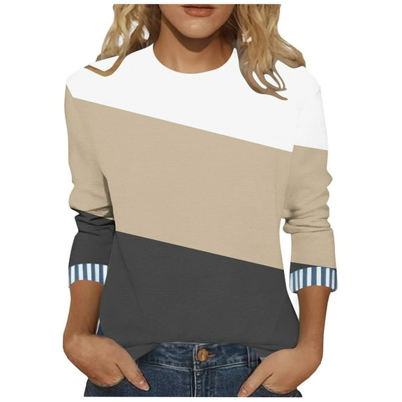 wdsxpo Shirts for Womens 3/4 Sleeve Trendy Crewneck Shirts Printed Basic Tees Dressy Tunic Business Work Shirts Fall Fashion Tops