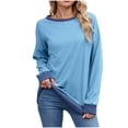 thumbnail image 1 of wdsxpo Sweatshirt for Women Oversized Crewnck Long Sleeve Pullover Trendy Color Block Ribbed Hem Sweatshirt Fall Fashion Clothes, 1 of 8