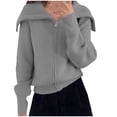 thumbnail image 1 of wdsxpo Sweatshirt for Women Zip Up V Neck Oversized Stweater Shirts Trendy Ribbed Knit Collared Long Sleeve Open Front Sweaters, 1 of 2
