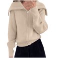 thumbnail image 1 of wdsxpo Sweatshirt for Women Zip Up V Neck Oversized Stweater Shirts Trendy Ribbed Knit Collared Long Sleeve Open Front Sweaters, 1 of 2