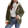 thumbnail image 1 of wdsxpo Winter Jacket for Women Cute Printed Warm Sherpa Lined Coats Full Zip Up Hooded Sweatshirt Fashion Fleece Jackets Outerwear, 1 of 8