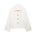 thumbnail image 1 of wdsxpo Women Cropped Jacket Trendy Long Sleeve Short Jackets Single Breasted Pea Coat Collared Coat with Pockets Fashion Clothes, 1 of 2