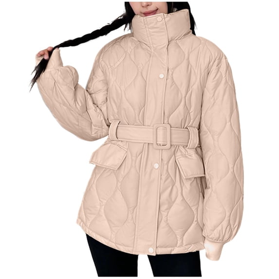 wdsxpo Women Down Jackets Trendy Winter Thicked Hooded Parka Jackets Loose Warm Puffer Coats Fleece Lined Long Sleeve Coats