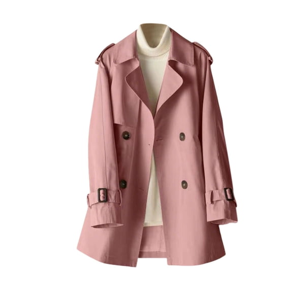 wdsxpo Women Trench Coat Trendy Double Breasted Notch Lapel Overcoat Fashion Classic Lightweight Fall Elegant Windproof Jacket