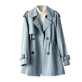 thumbnail image 1 of wdsxpo Women Trench Coat Trendy Double Breasted Notch Lapel Overcoat Fashion Classic Lightweight Fall Elegant Windproof Jacket, 1 of 7