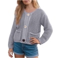thumbnail image 1 of wdsxpo Women's Cropped Cardigan Sweater Jackets Button Down Chunky Knit Sweater Coat Long Sleeve Fall Open Front Cardigan Jackets, 1 of 8