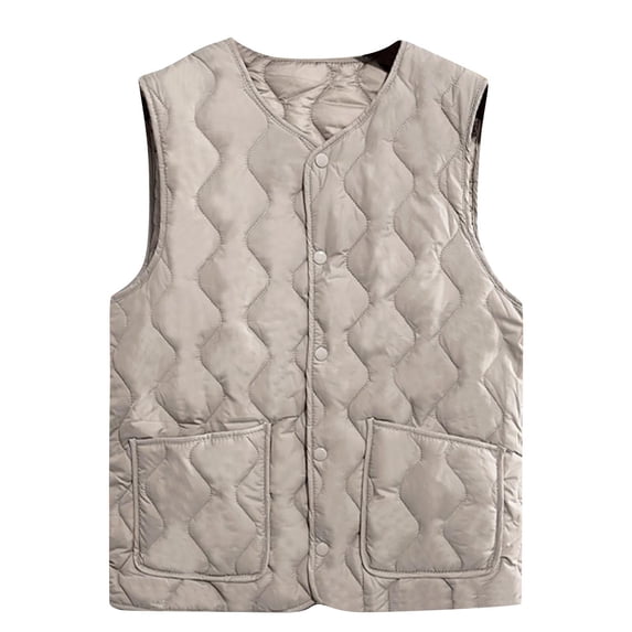 wdsxpo Women's Lightweight Quilted Puffer Vest Sleeveless Button Padded Gilet Jackets Casual Lightweight Fall Winter Warm Coat