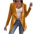 thumbnail image 1 of wdsxpo Womens Jacket Trendy Lapel Draped Pleated Knit Cardigans Irregular Hem Open Front Jacket Casual Lightweight Fall Coats, 1 of 3