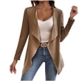 thumbnail image 1 of wdsxpo Womens Jacket Trendy Lapel Draped Pleated Knit Cardigans Irregular Hem Open Front Jacket Casual Lightweight Fall Coats, 1 of 3