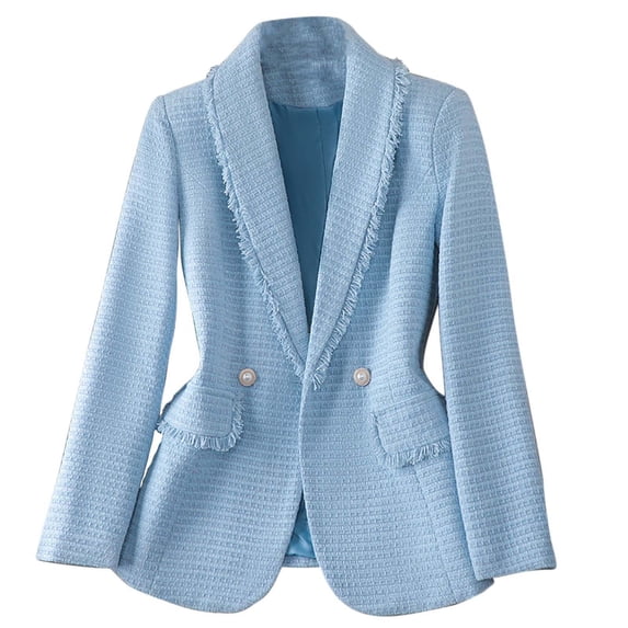 wdsxpo Womens Tweed Blazer Jackets Business Elegant Work Suit Double Breasted Jackets Open Front Work Suits Fashion Fall Winter Tops