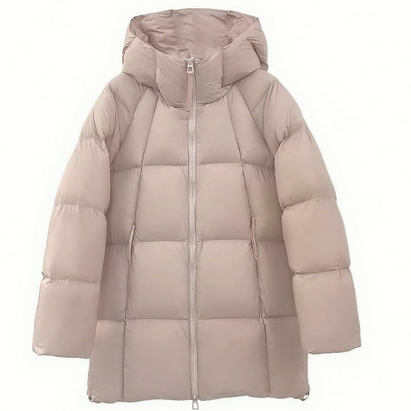 wdsxpo Womens Winter Long Puffer Jackets Coats Zip Up Casual Thickened Down Jackets Hooded Bubble Padded Outerwear with Pockets
