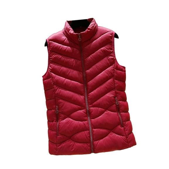 wdsxpo Womens Winter Quilted Jackets Trendy Lightweight Stand Collar Puffer Vest Jacket Warm Outerwear Coats with Zipper Pockets