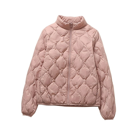 wdsxpo Womens Winter Quilted Jackets Trendy Long Sleeve Lightweight Stand Collar Puffer Jacket Warm Outerwear Coats with Pockets
