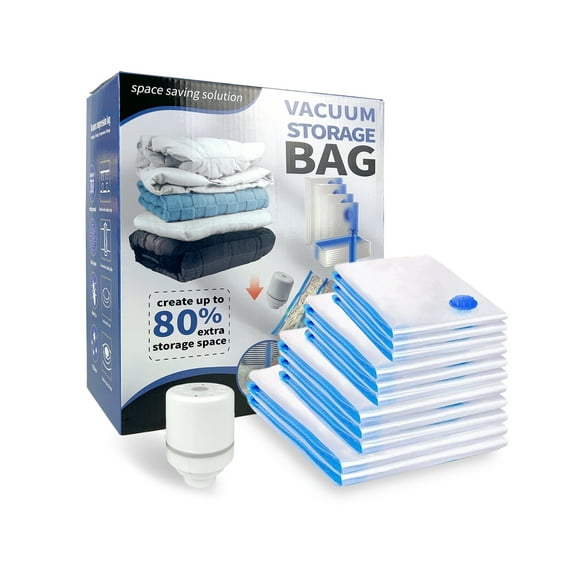 weVSwe 11 Combo Vacuum Storage Bags with Electric Pump, Reusable Travel Vacuum Storage Bags for Clothes Compression, Space Saver Travel Essentials (Clear)
