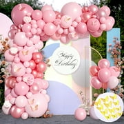 weVSwe 132pcs Pink Butterfly Balloon Garland Kit – Premium Latex Balloons with Butterfly Decorations, Includes Balloon Strip and Glue Dots